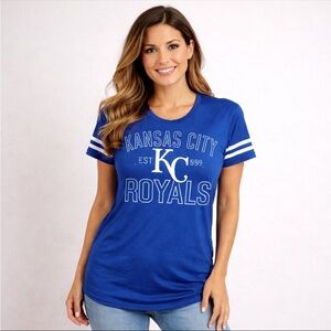Kansas City Royals Womens Blue Graphic Tee Shirt Size Small MLB Genuine